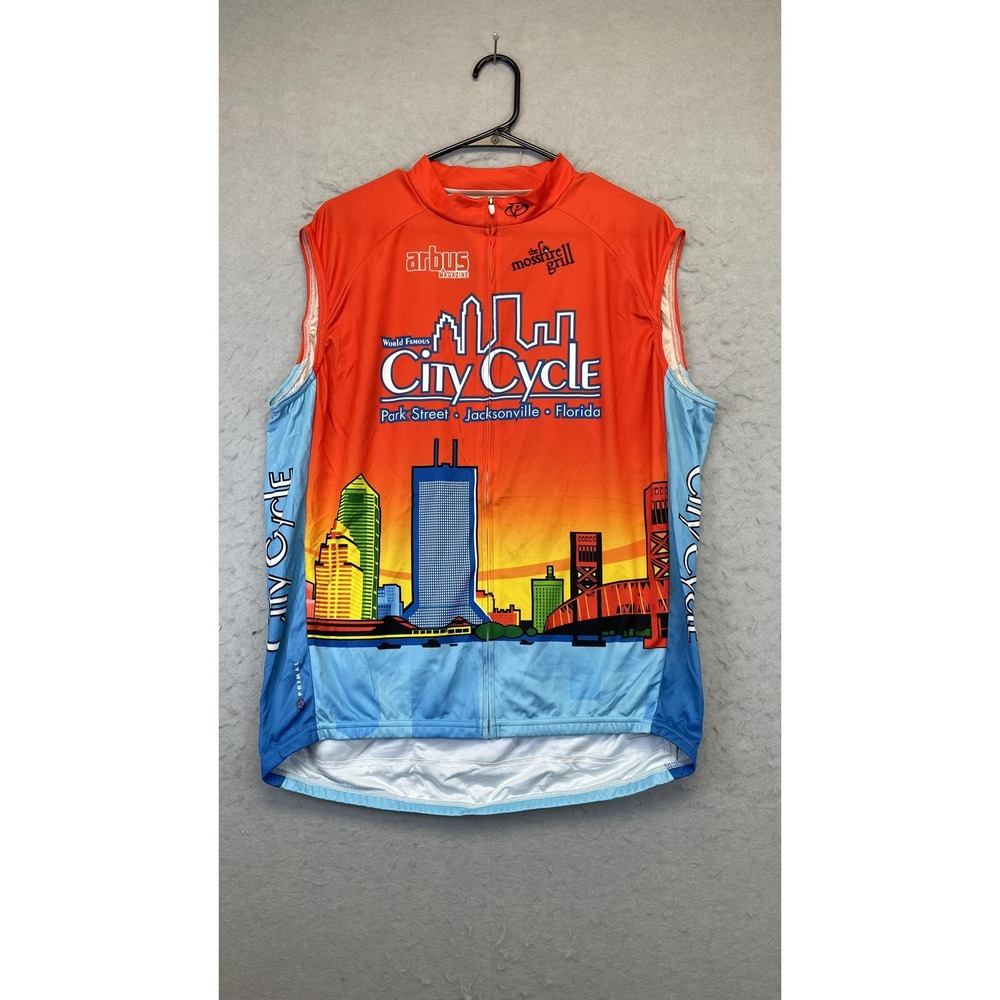 Primal Wear Cycling Jersey Mens XL Sleeveless Full Zip‎ City Cycle Jax FL